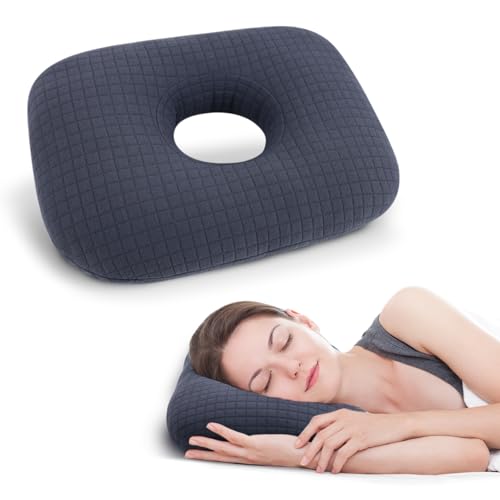 Ear Piercing Pillow for Side Sleepers, Ear Pillows with Holes for Pain, Earring Inflammation Pressure Sores, Cotton Earring Pillow for CNH Side Sleepers