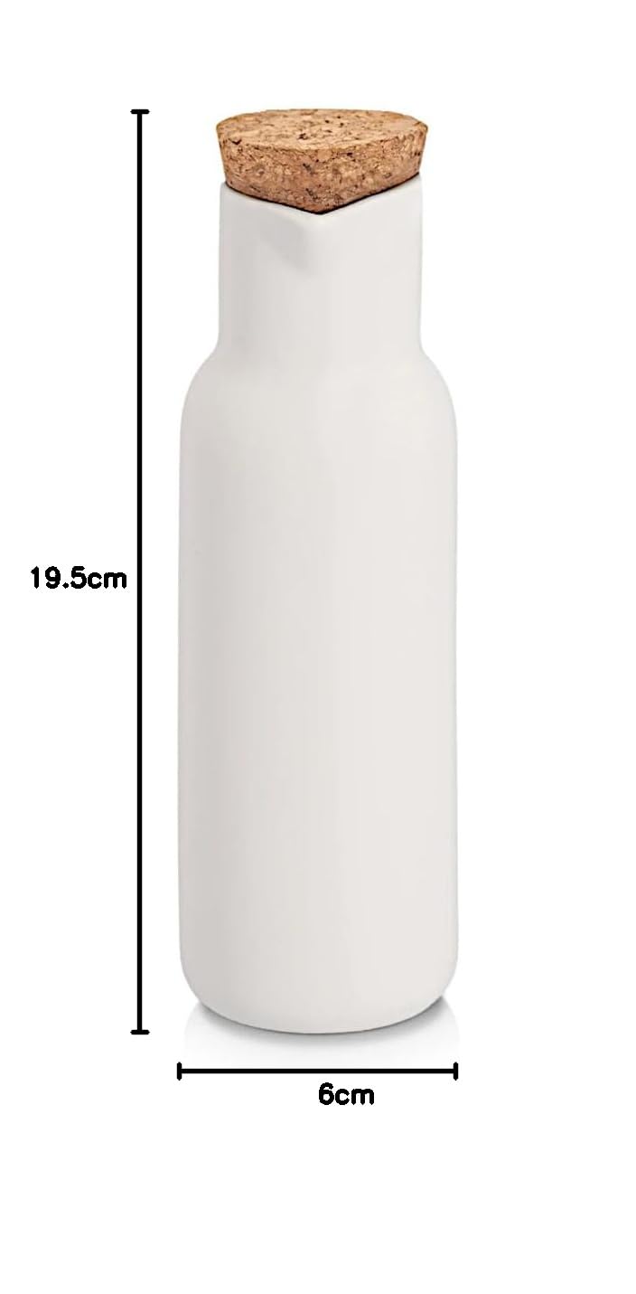 ZELLER PRESENT SCHÖNER LEBEN. PRAKTISCH WOHNEN. Bottiglia di aceto/olio in ceramica, 300 ml, colore bianco