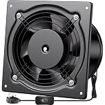 Hon&Guan 6 inch 150mm Kitchen Exhaust Fan with Switch UK Plug, 525 m³/h Stainless Steel Extractor Ventilator Fan with Backdraft Damper for Garage Attic Coop Printer Soldering Spray (Black)