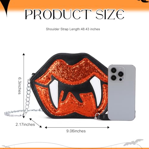 SUKUTU Lip Shaped Shoulder Bag for Women Novelty Funny Halloween Purse Devil Fangs Mouth Crossbody Bag2