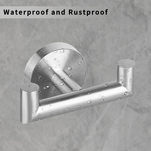 3 Pack Towel Hooks For Bathroom Silver Wall Mount Robe Hook Double Towel Hook Towel Holder For Kitchen Bathroom Hallway Toilet Pool For Hanging Towels, Robe, Coat, Clothes,Bags, Sponges #TOP3