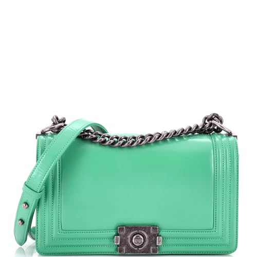 Pre-Loved Reverso Boy Flap Bag Glazed Calfskin New Medium, Green