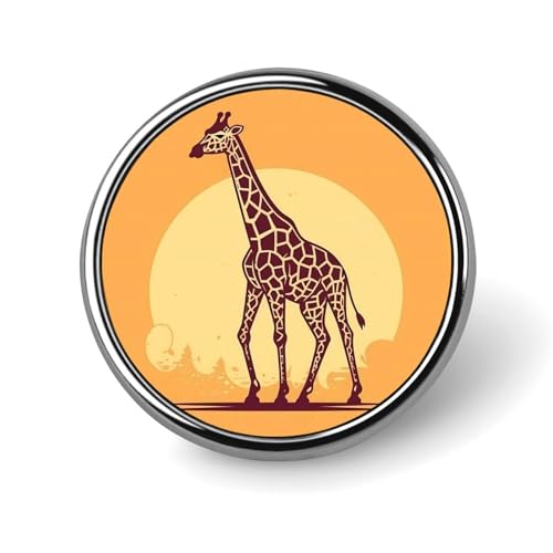 Aluminium Alloy Round Badge Brooch Pins for Men Cartoon Giraffe Brooches Elegant Pin for Women Fashion Button Badges Brooch Badge for Hats Jackets Shirts