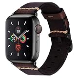 MroTech Lederarmband Ersatz für iWatch Armband 49mm 45mm 44mm 42mm Uhrenarmband kompatibel für Apple Watch Serie 8 7 6 5 4 3 2 1 SE echtes Leder Ersatzband 42/44/45/49 mm-antike Kaffee