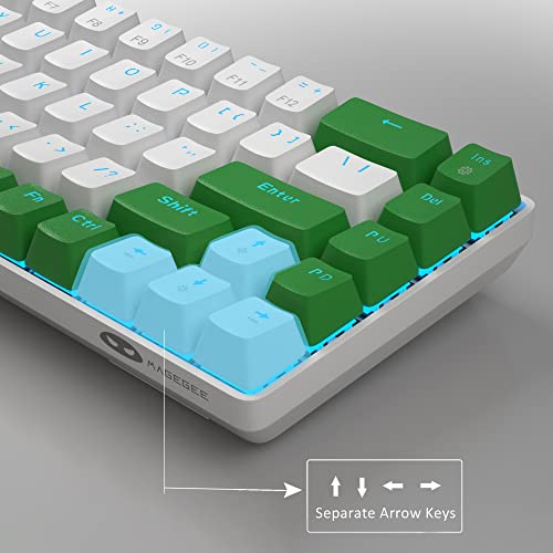 Magegee Portable 60% Mechanical Gaming Keyboard, Mk-Box Led Backlit Compact 68 Keys Mini Wired Office Keyboard With Blue Switch For Windows Laptop Pc Mac - White/Green #TOP1