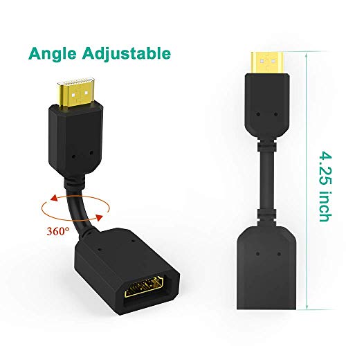 Image of FEDUS HDMI Male to Female Adapter, Connector, Jointer, Extension Cable Small, Coupler 4.5 Inch 10cm Pack of 1