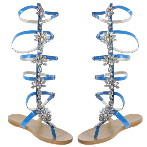 Sandales plates bleu bleuet avec bride réglable et semelle plate souple