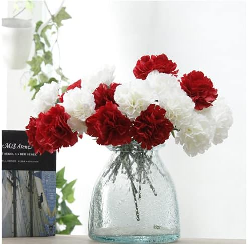 Rikyo 11 Inch Bouquets 10 Stem Red Carnations,Outdoor UV Resistant No Fade Artificial Flower,Mini Carnation Silk Petals Fake Flowers Forever Plants for Photo Props Home Party and Wedding Decor - Image 7