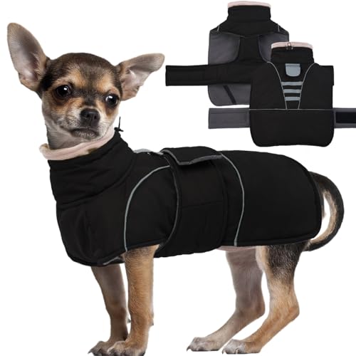 Yternal Dog �E�B���^�[�R�[�g ���^�����^���p(XS-XXXL)? �h���h���t���[�X���n�W���P�b�g�A���˃g�����t���A���߉\�ȃo�b�N���t���y�b�g�x�X�g�A����@�􂢉\ �u���b�N S