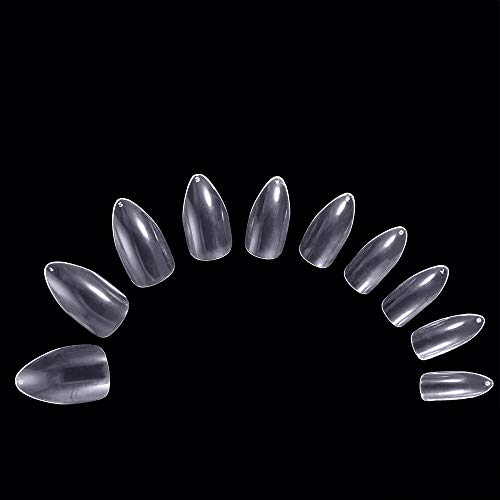 MelodySusie 600pcs Almond Nail Tips Natural Full Cover Acrylic False Nails 10 Sizes Clear Fake Nails for Nail Salons and DIY Nail Art