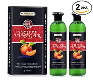 Beaute Blanc Fruit Vinegar Hair Gel Color with 2 Hair Dye Pouch Free, 500mlx2 - Black