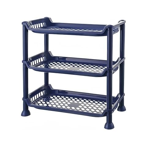 3 Tier Standing Shower Caddy Organizer Corner, Bathroom Shower Organizer Stand,Heavy Plastic Shower Shelf Caddy Corner for Shampoo, Shower Rack Stands for Inside Bathroom, Bathtub (Blue, 3 Tier) Cover