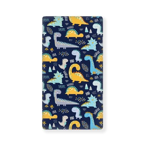 Image of Cute Dinosaurs Baby Crib Sheets for Boys Girls Navy Blue Fitted Crib Sheet for Standard Crib and Toddler Mattress Colorful Baby Mattress Sheets Toddler Bed Sheet 52x28x8 in