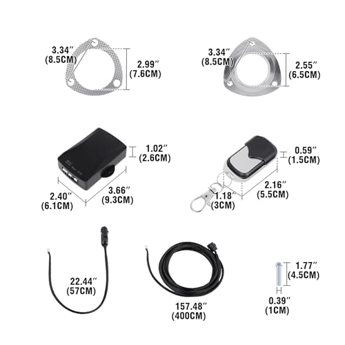 Samger 2.5\ 63mm Edelstahl Elektrische Auspuff Endschalldämpfer Klappenauspuff Ventilschalter System Kit mit Fernbedienung Schweißen erforderlich