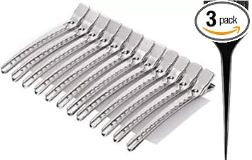 AISHU Section Clips 3.5 inches Metal Curl Clips Duck Bill Sectioning Clips Alligator Hair Clips with 1 Hair Coloring Brush Hair Clip (Silver)