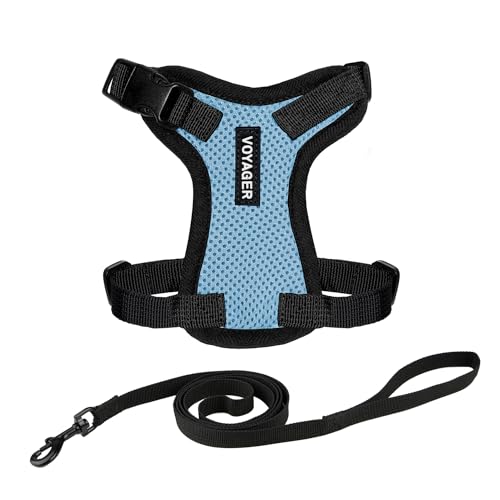 Voyager Step-in Lock Pet Harness - All Weather Mesh, Adjustable Step in Harness for Cats and Dogs by Best Pet Supplies - Baby Blue/Black Trim, XXS by Best Pet Supplies - Used condition - CA$17.63
