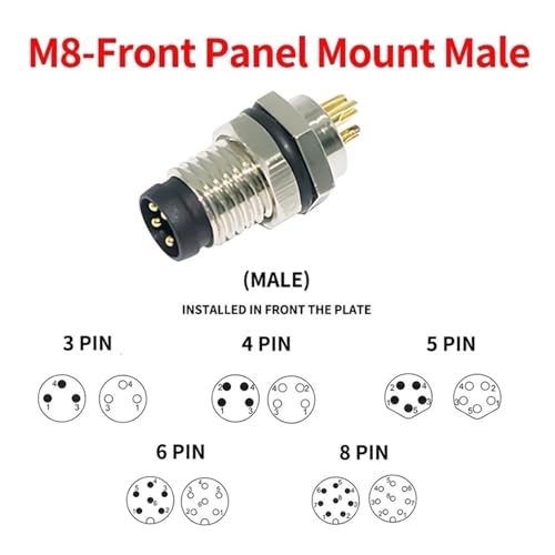 Conector de aviación M8 de 8 pines hembra macho para paneles industriales 6