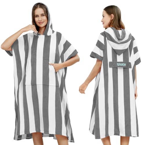 Yufawow Men Women Hooded Towel Changing Wearable Cloth Swimsuit Bikini Coverup Dry Robe Bathing Swim Parka Jacket Suit Dress Wrap Plus Size for Beach Hiking Pee Surf Board Pool Shower