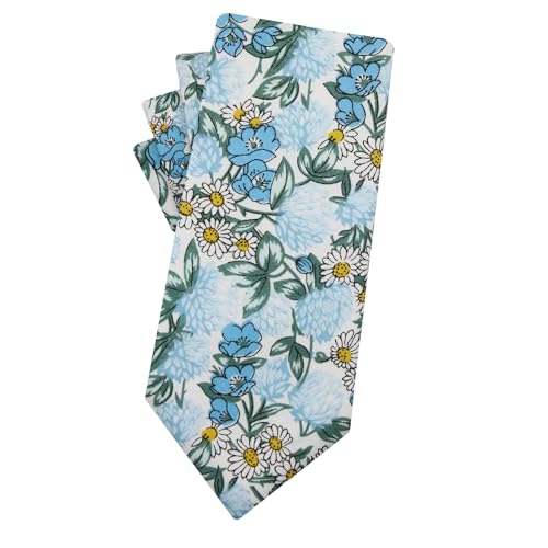 Image of Mantieqingway Men's Cotton Floral Neck Tie 2.56'' Printed Skinny Tie
