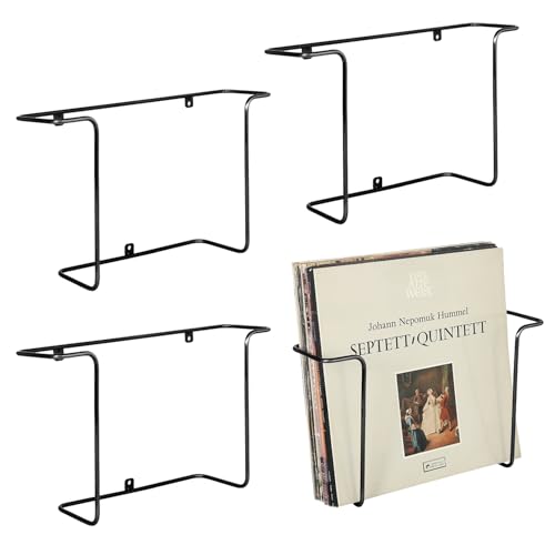 MyGift Modern Metal Wire Record Display Shelf, Vinyl Records Wall