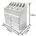 White Wood Cosmetics Organizer Makeup & Beauty Accessories Storage Rack with Drawers for Neat & Organize Storing of Makeup Tools Small Accessories at Home & Office Vanities & Bathroom Counter-top
