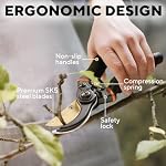 Premium Bypass Pruning Shears for Your Garden - Heavy-Duty, Ultra Sharp Pruners w/Soft Cushion Grip Handle Made with Japanese Grade High Carbon Steel - Perfectly Cutting Through Anything in Your Yard