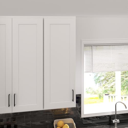 Image of Furinno Shaker 1-Door-3 Shelves Wall Kitchen Cabinet, Ready to Assemble, 12 D x 15 W x 42 H, White