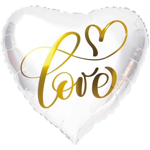 Folat- Ballon Aluminium en Forme de Coeur Blanc 'Love', 62987, White