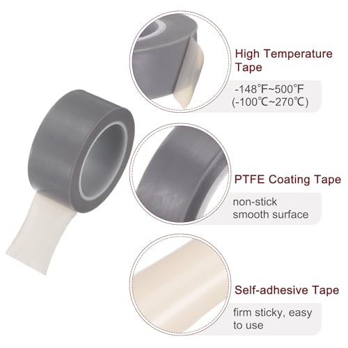 Image of HARFINGTON Fabric PTFE Tape Roll, 2 inch x 108ft High Temperature PTFE Adhesive Tape 0.18mm Thickness for Vacuum Sealer Machine Hand Sealers, Grey