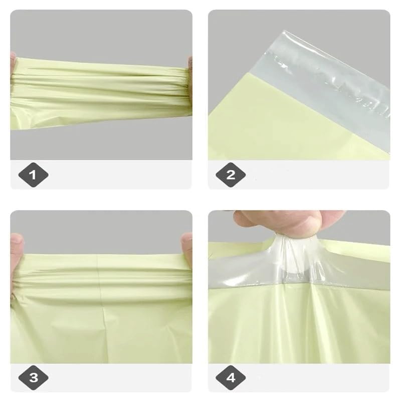 Bolsas de envío de plástico PE Opaco, Sobres exprés, Color Crema Albaricoque, con Sello Autoadhesivo, 50 Unidades(32x38x5cm)