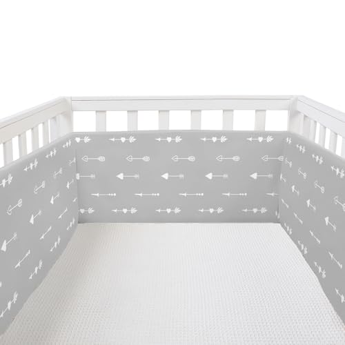 4 in 1 Soft Crib Liner,Side Cover for for Full-Size Cribs,Soft Anti-Collision Edge Protector for Sides,Cover 4 Sides (Grey Arrow)