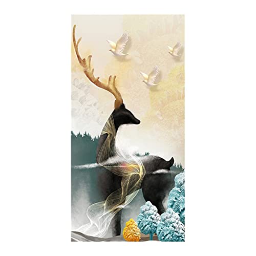Broderie diamant 5D grand format 60x180cm avec strass brillants motif cerf abstrait