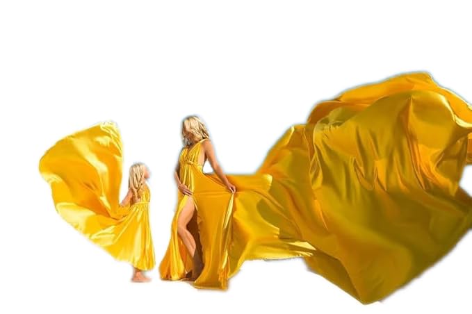 Robe jaune mère et fille pour les journées ensoleillées et fêtes d'été