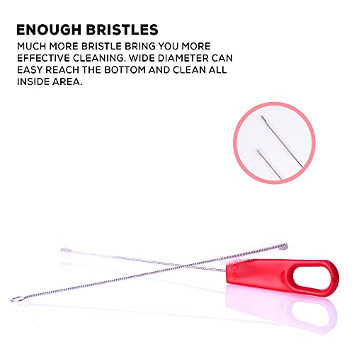 Image of Baybee Baby Straw Cleaning Brush Set Combo Cleaner Set Of 2-Pieces Rotation 360 Degrees - Red (Brush)