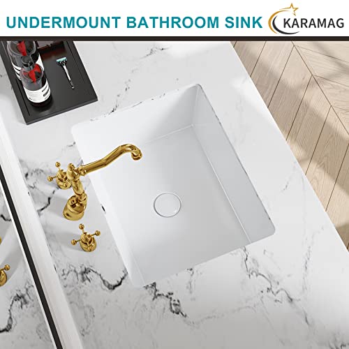 20 Inch Undermount Bathroom Sink Rectangle Undermount Sink White Ceramic Under Counter Bathroom Sink With Overflow (19.5"X15.6") #TOP4