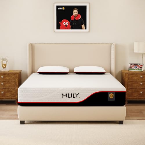 MLILY Queen Size Mattress 12 Inch Memory Foam Manchester United, Medium Feel, Cool Sleep & Pressure Relief, Fiberglass Free, Made in The USA of Certified Safe US Foam and Global Materials, White