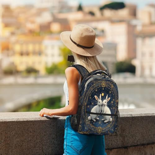 Ethnic Space Rabbits Kids Backpack, Lightweight School Bookbag Large Capacity Laptop Backpack Water Resistant Daypack Shoulder Bag for Teenager Boys Girls4