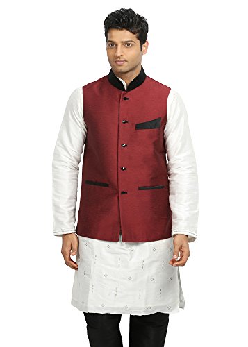 Saris and Things Maroon Nehru Jacket for Men