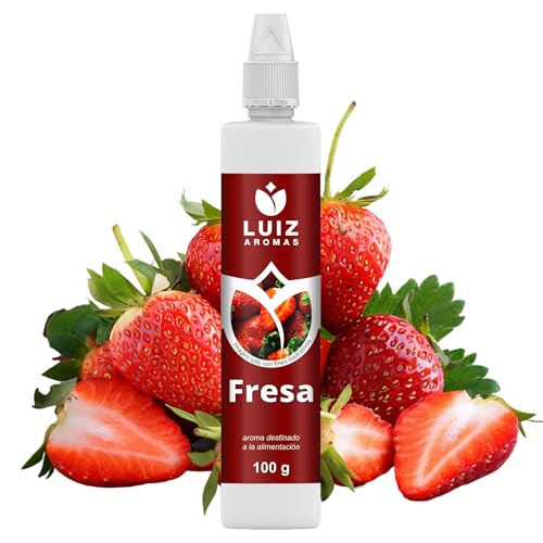 LUIZ AROMAS | Aroma Fresa - Aroma Alimentario en Gotas para dulces de Hornear, Pasteles, Bizcochos, Tartas y Licores | Producto Vegano sin Calorías y sin Azucar | Producto 100% Italiano (100g)