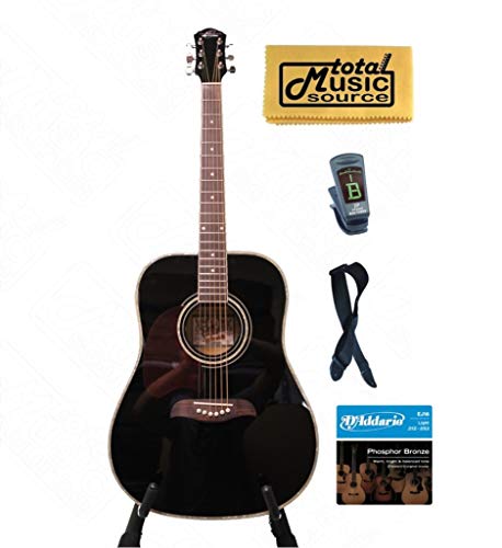 Oscar Schmidt by Washburn OG2 Left Hand Dreadnought Acoustic Guitar Black OG2BLH