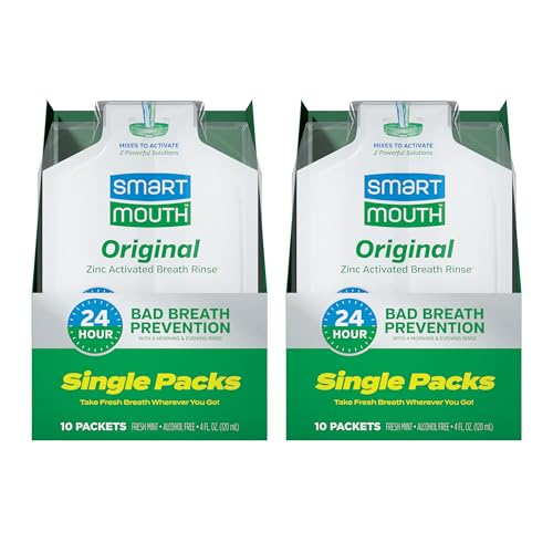 SmartMouth Original Activated Mouthwash Single Packs, Travel Mouthwash, Fresh Mint, 20 Pack