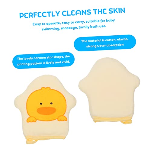 Image of Healifty 2Pcs Baby Bath Sponge Soft Cartoon Mitts for Kids Bathing Washcloths Exfoliating Body Scrubber Gentle Wash Gloves for Toddlers