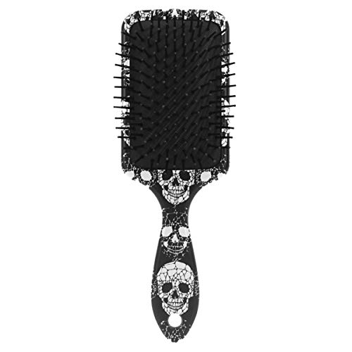 Gothic Skull Hair Brush Plastic Detangling Brushes Natural Detangler Paddle Hairbrush for Women Men Kids Stimulate Scalp Help Growth Add Hair Shine