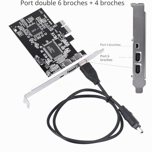 Carte PCIe Firewire pour 10, contrôleur d'adaptateur PCI Express IEEE 1394 4 ports (3 x 6 broches et 1 x 4 broches), adaptateur 1394a PCI-E Firewire 800 pour 7/8/Mac OS avec – vue 2