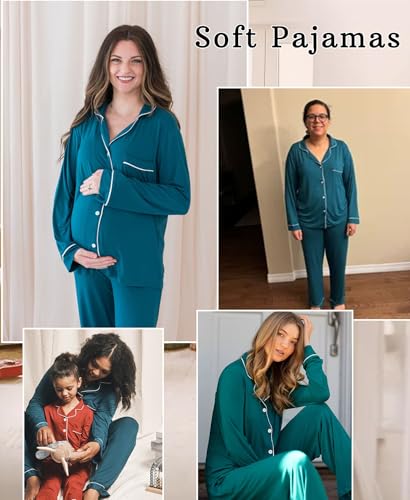 Image of Women's Pajama Sets Long Sleeve Sleepwear Button Up Shirt With Pajama Pants Soft Pjs Lounge Sets