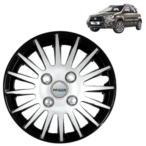 Image of PRIGAN Etios Cross Black Silver Wheel Cover 15 inch for Etios Cross(Set of 4 Pcs) (Press Fitting) Model- Camry DC 15
