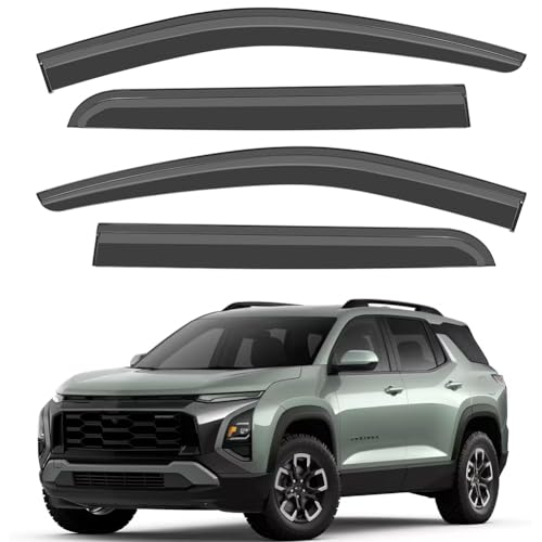 VESUL Compatible with 2025 2026 Chevy Equinox (NOT for EV) Accessories, Outside-Mount Tape-On Side Window Wind Deflectors Vent Visors Shades Rainproof 4PCS Dark Trim