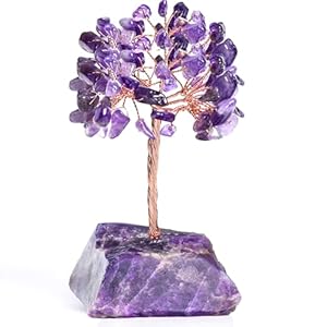 Ytbeoxk Amethyst Crystal Tree of Life,Money Tree Decorations,Crystals and Healing Stones,Reiki Positive Energy Gemstones,Purple Room Office Desk Feng Shui Decor Meditation Gifts for Women
