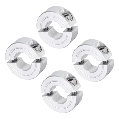 QUARKZMAN 4 Stück Doppelt geteilte Klemmring für 1/2 Welle, zweiteiliger Klemmring, 1-1/8 Außendurchmesser, 13/32 Dicke, Aluminiumlegierung mit Gewindestift-Spaltklemmring