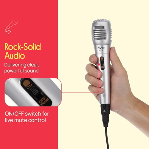 image for Pyle Wired Dynamic Microphone, Uni-Directional, Handheld Mic with Pop 